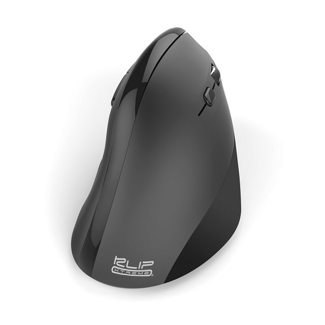 KlipX mouse vertical inalambrico 2.4 Ghz negro hasta 1600DPI - diestro - óptico - 6 botones - inalámbrico